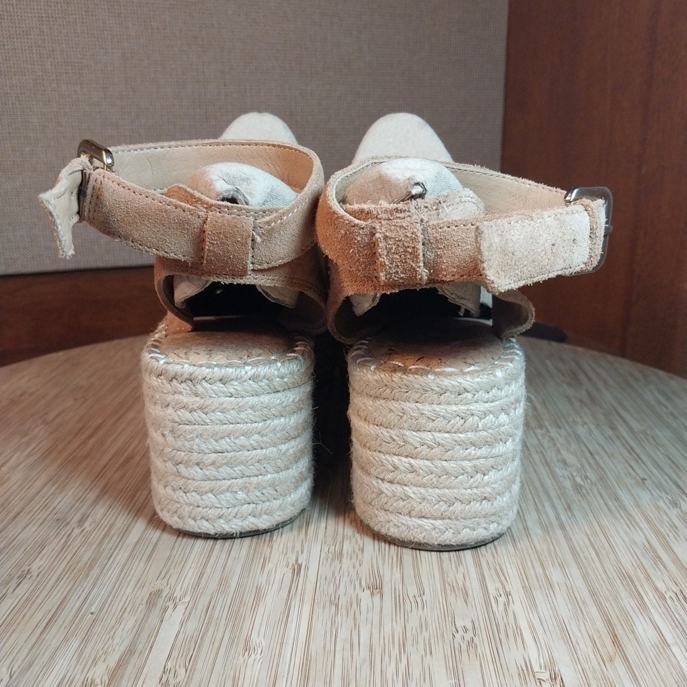 Crown Vintage Espadrille Sandals Size 8M CF-FENTISA Warm Buff Cow Suede Bohemian - Picture 7 of 12